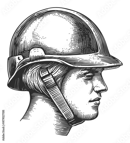 Detailed Vector Illustration of a Military Helmet Profile View