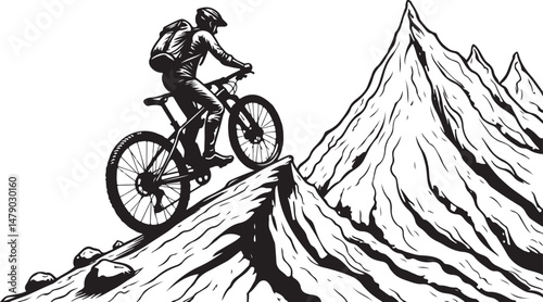 Mountain Biker Silhouette Clipart Pack