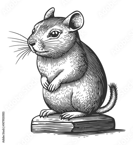 Detailed Vintage Vector Illustration of a Standing Rodent Drawing