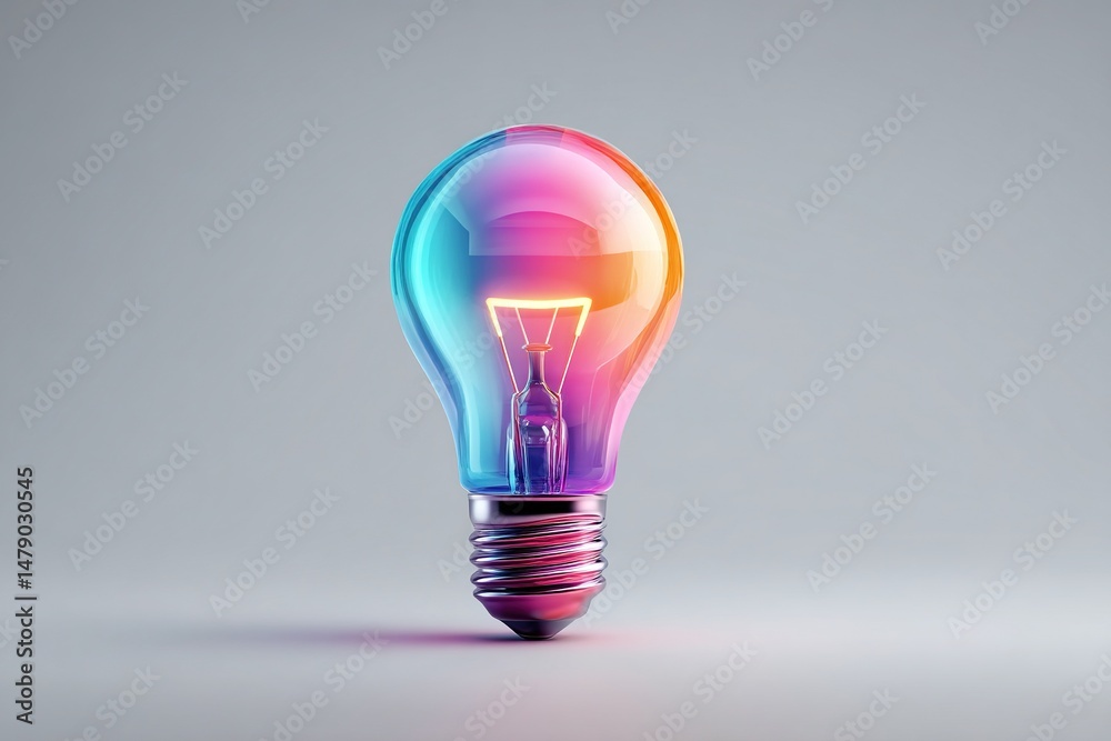 Fototapeta premium Colorful light bulb creative idea innovation inspiration energy efficiency technology concept design