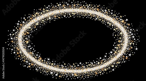Oval frame with glittering stars