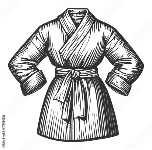 Detailed Vector Illustration of a Bathrobe with Textured Lines and Style