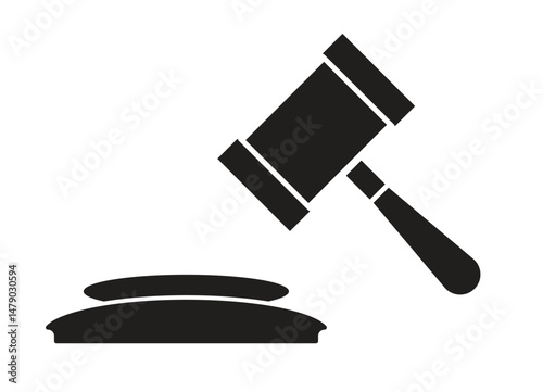judge gavel and hammer vector icon