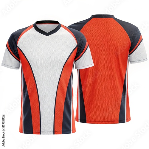Sports jersey t-shirt design concept vector template, Football jersey concept with front and back view for Cricket, soccer, Volleyball, Rugby, tennis and badminton uniform