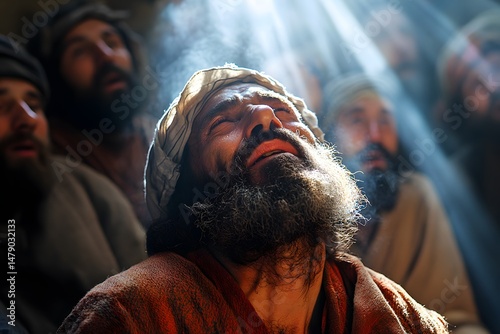 Christianity. Saul is blinded on the road to Damascus and converted to follow Jesus. (Acts 9:1-19)