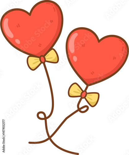 Illustration of heart shaped ballons
