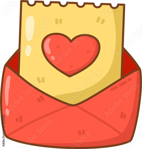 Illustration of love letter in a envelope