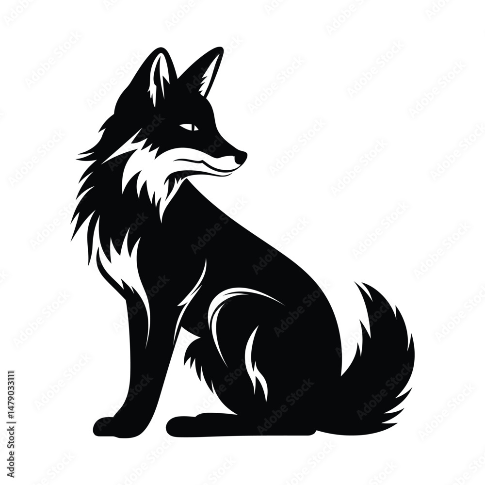 Fototapeta premium Fox silhouette clipart on a white background