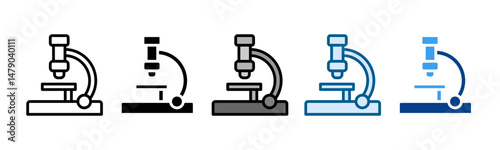 Microscope Icon Set Multiple Style Collection