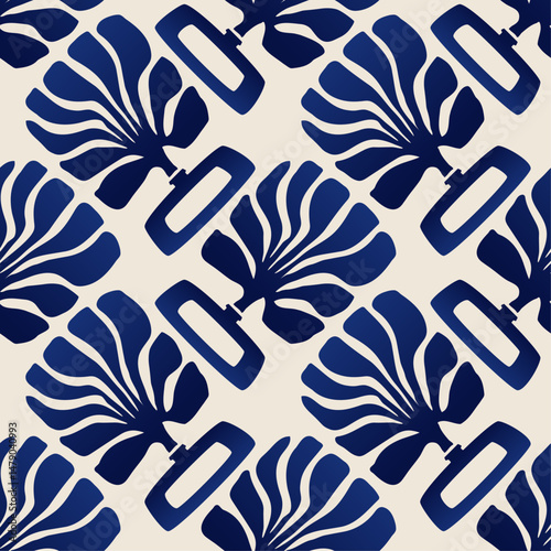 Trendy minimalist seamless botanical pattern with abstract creative hand drawn composition