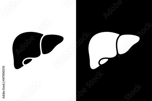 Flat Liver Icon Simple Black and White Human Organ Vector.