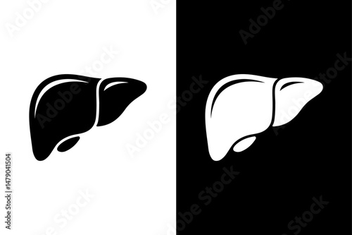 Flat Liver Icon Simple Black and White Human Organ Vector.