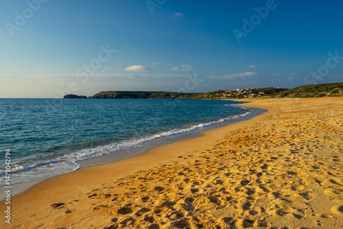 Fototapeta Naklejka Na Ścianę i Meble -  Sea bay with sandy beach at Spiaggia di Torre dei Corsari, Sardinia, Italy