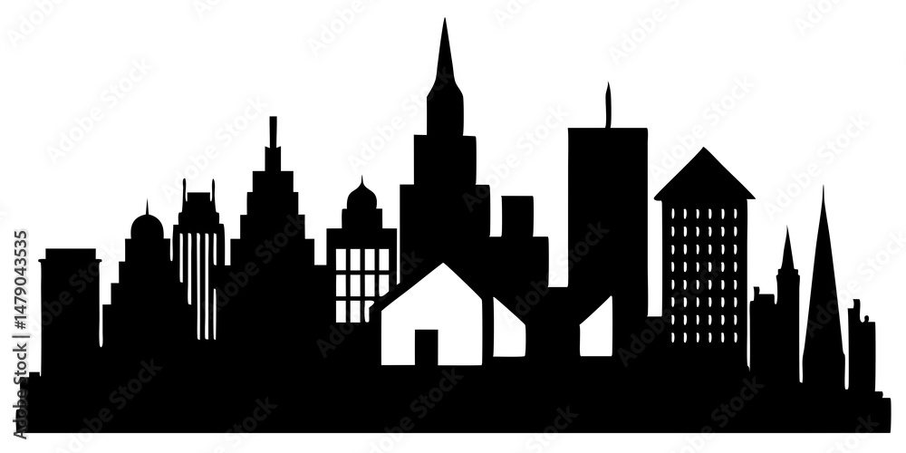 Obraz premium silhouette of the city of london, Abstract City vector, transparent city landscape, Dots Building in the night City