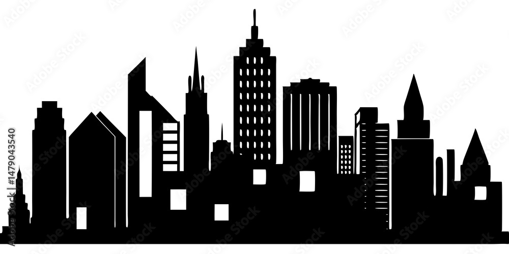 Fototapeta premium Abstract City vector, transparent city landscape, Dots Building in the night City