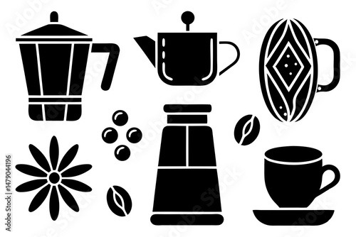 set of coffee cups, coffee cup collection set 