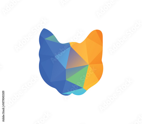 colorful origami cat , cat logo, polyartlogo, abstract logo