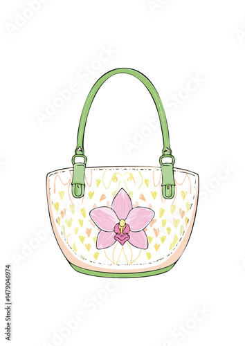 Women's handbag, pink, with strap, knitted with wool, square handle, orchid pattern. bag with a wrist strap, the wristlet offers a hands-free alternative to a clutch for more casual occasions. 