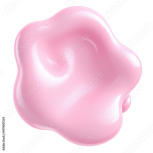 A shiny, pink blob of bubble gum in a smooth, irregular shape.