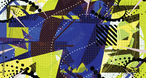 Culturing Colorful Futuristic Abstract Background Bold Wireframe Texture Elements and Modern Comic Style Shapes And Dynamic Effects and Icons Design