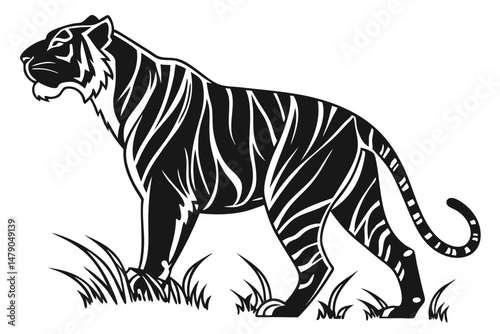 tiger sihouette black vector