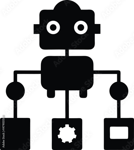 Robotics robot icon Gray vector