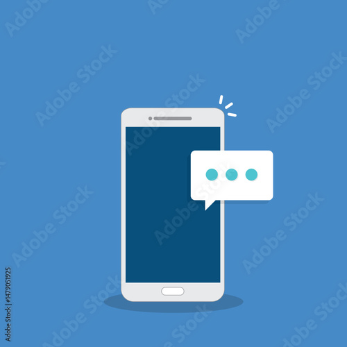 New message notification concept on smartphone. New email pop up. Incoming, open messaging. Chatting, mail, post, letter symbol, sign, emblem with new notification on phone or website