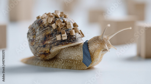 Snail with Business Suit an...