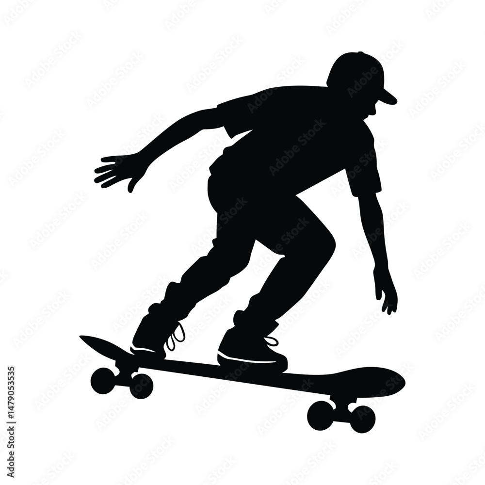 Obraz premium Skateboard Silhouette Clipart on White Background