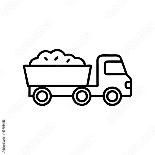 harvest truck icon, black outline, transparent background
