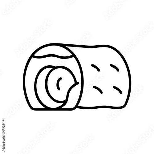 Hay bale icon with black outline on a transparent background  