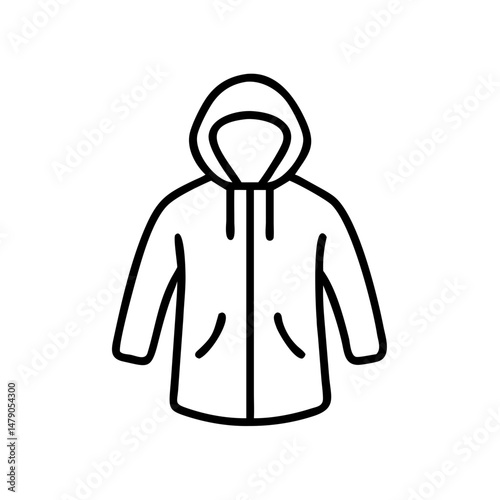 Raincoat icon black outline, transparent background 