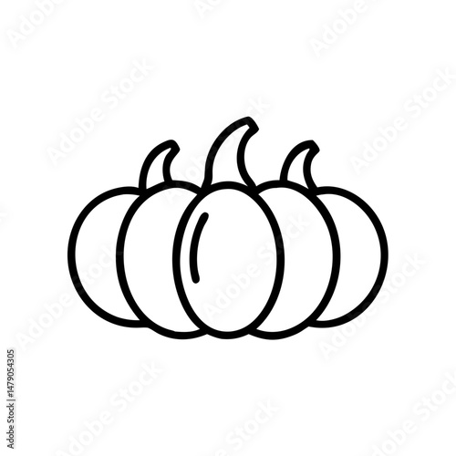 pumpkin patch icon, black outline, transparent background