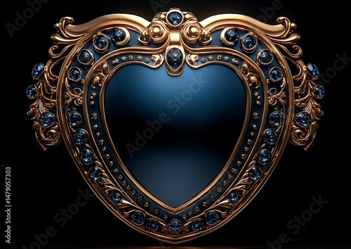 Ornate heart-shaped decorative panel