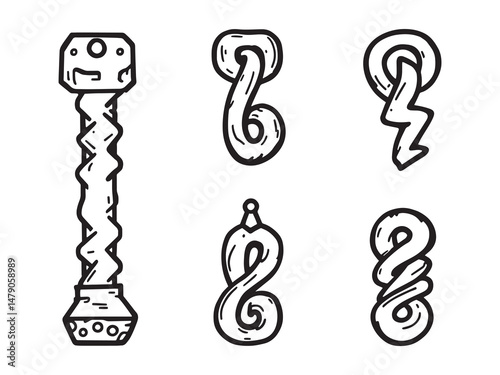 Minimal Rebar Outline Icon Set