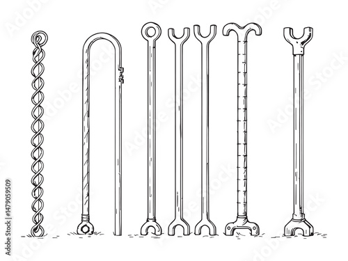 Rebar Line Art Vector Icons