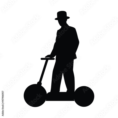 Segway Silhouette Clipart on White Background