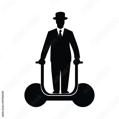 Segway Silhouette Clipart on White Background