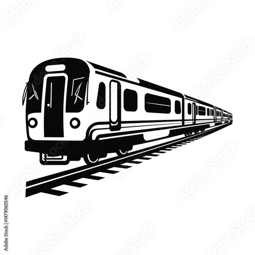 Subway Silhouette Clipart on White Background