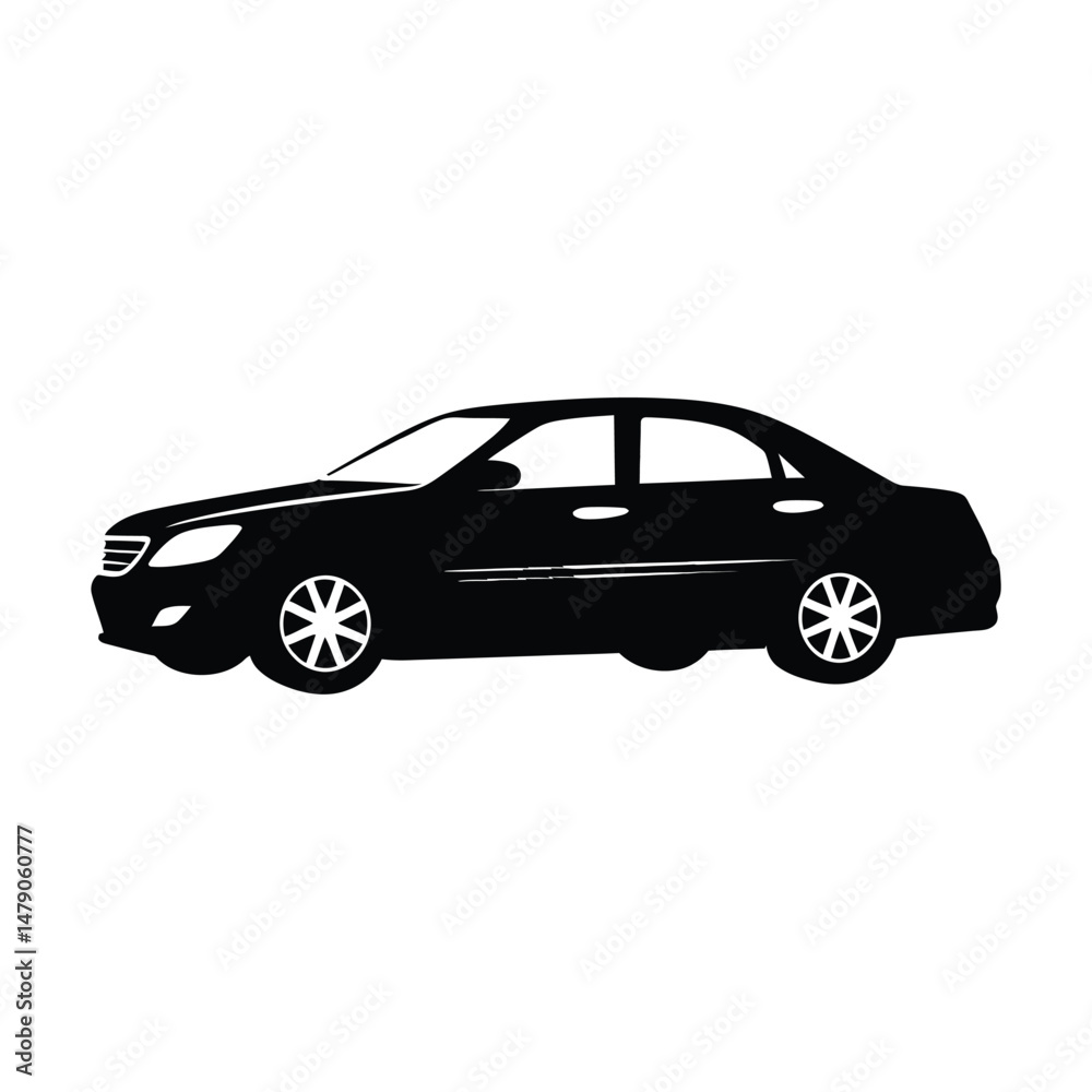 Obraz premium Taxi Silhouette Clipart on White Background