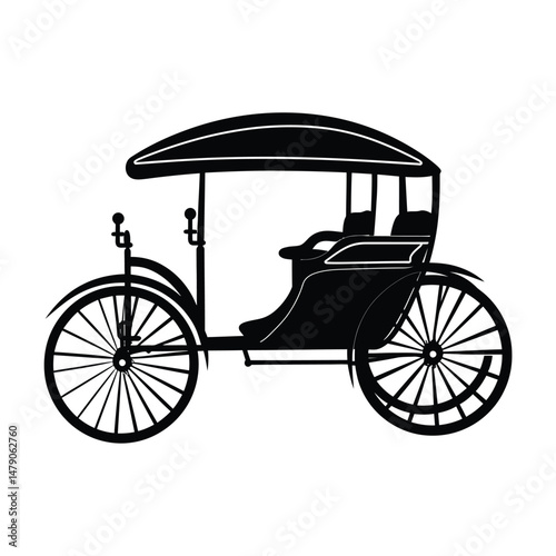 Black Rickshaw Silhouette Illustration on Whiteboard