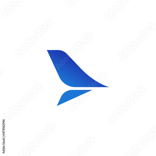 air travel agency logo, wing shape of a Jet airplane tail. transport, logistics symbol icon