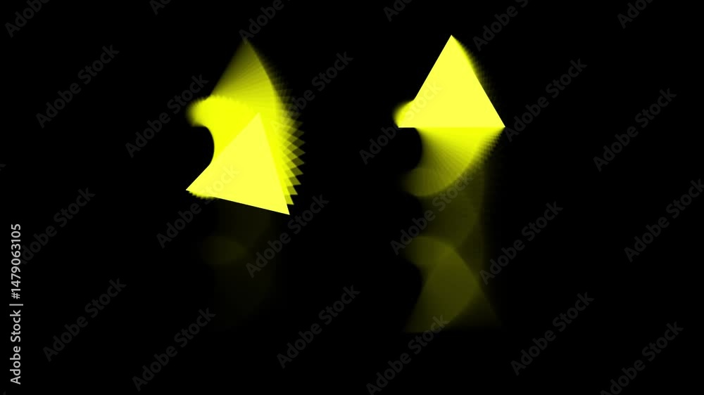 Abstract glowing triangle light patterns in yellow on a dark backdrop, for modern web design, promotional graphics, advertising, wallpaper, and digital applications