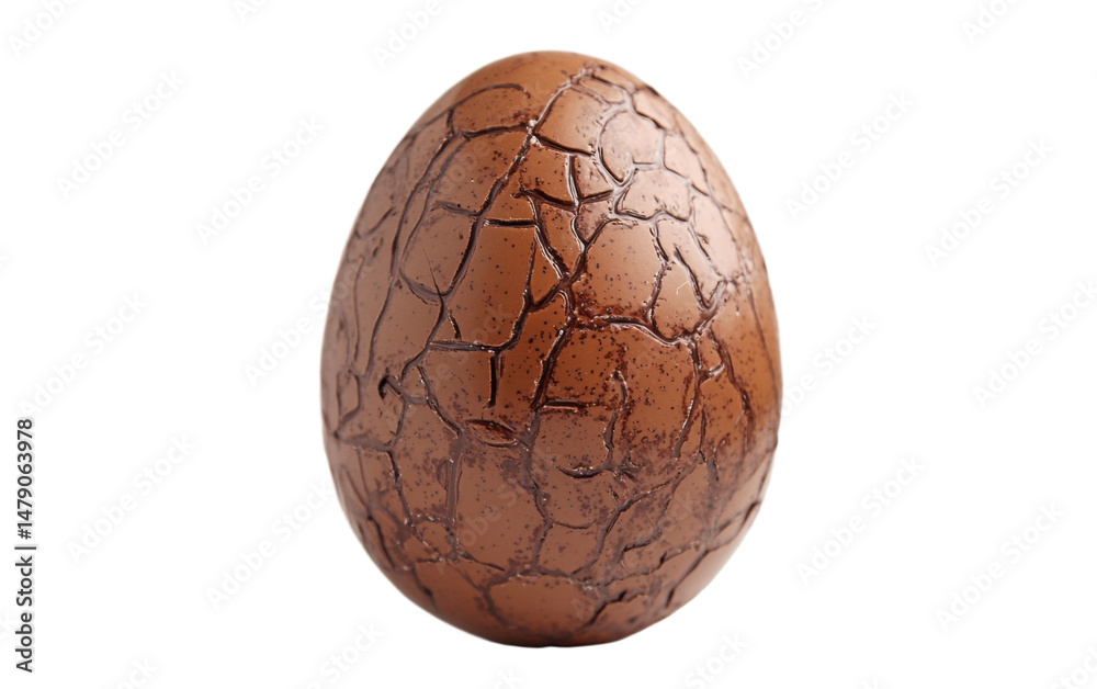 Chocolate egg with a cracked shell on transparent or white background Chocolate egg with a cracked shell on transparent or white background