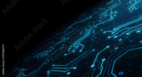 Abstract Blue Circuit Board Technology Background
