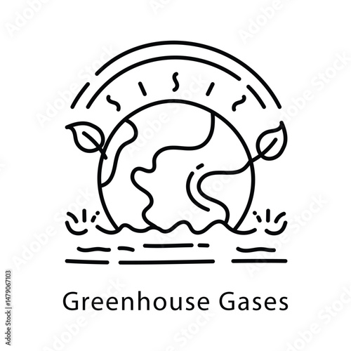 Greenhouse Gases Vector Outline Style Icon. Eps 10 file