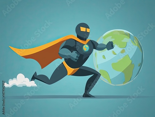 Earth protector hero in dynamic action pose.