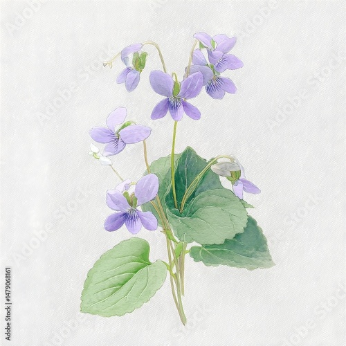 Fototapeta Naklejka Na Ścianę i Meble -  Watercolor Illustration of Purple Violets