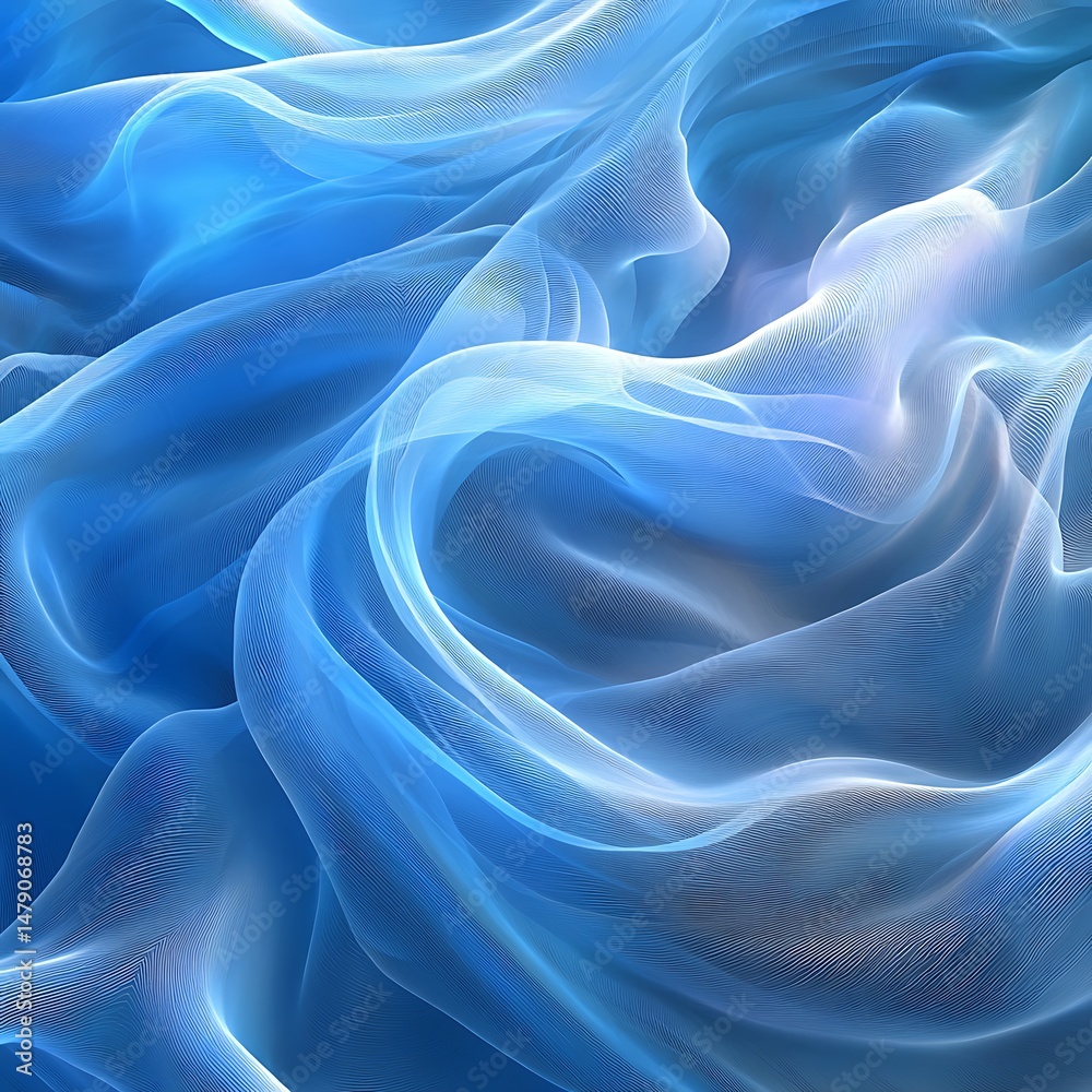 Obraz premium Abstract blue flowing fabric