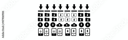 Download line icon set. Download Button Set Vector 